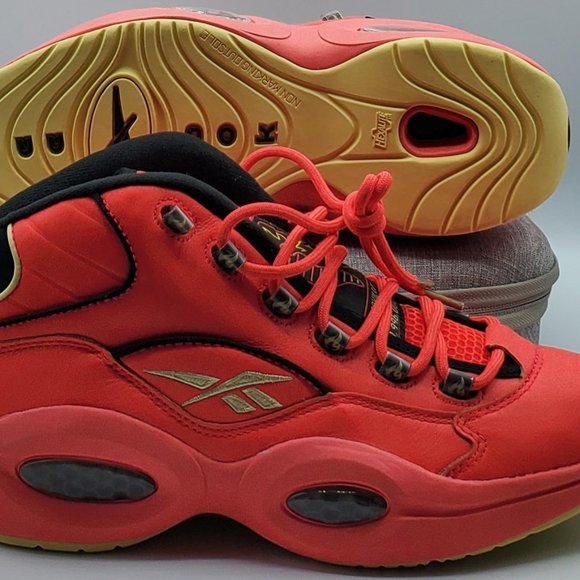 REEBOK QUESTION MID 'HOT ONES' MEN'S SIZE 9.5 BASKETBALL SNEAKERS (GV7093) RARE - Picture 4 of 9